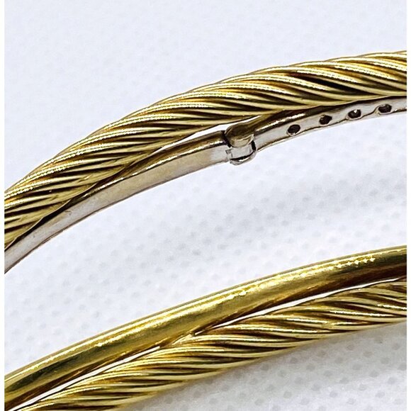 David Yurman 18K 750 Crossover Diamond Cuff Bracelet 7.5" - Picture 7 of 16